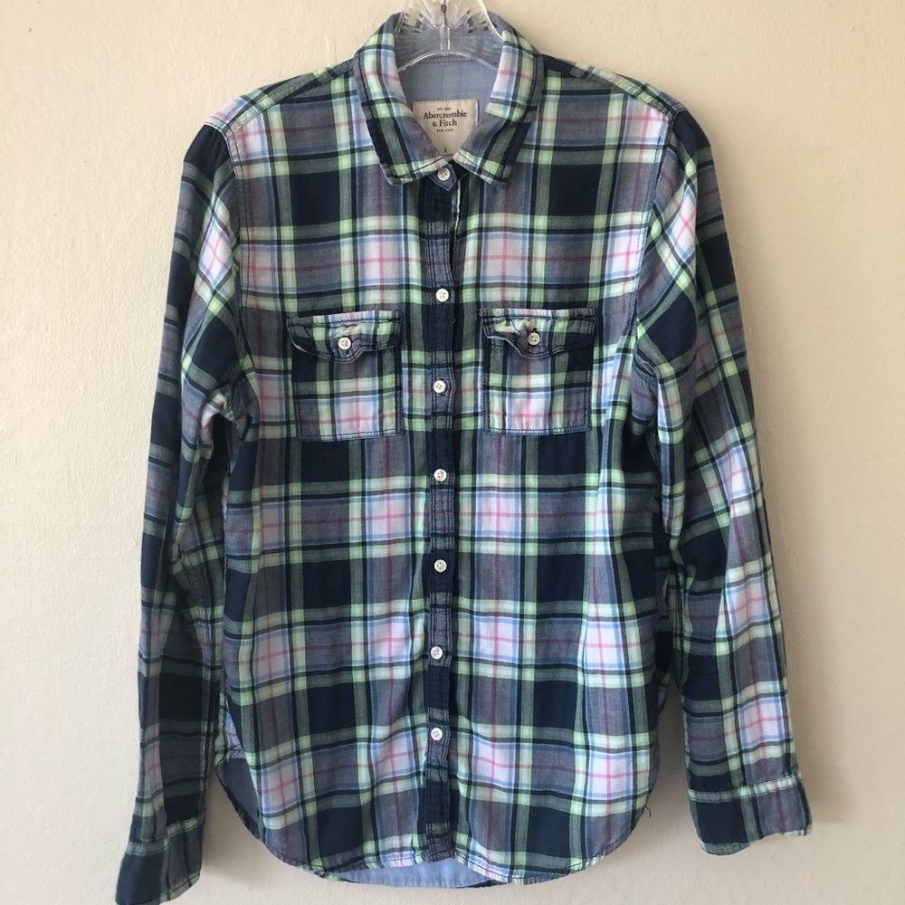 Plaid long sleeves button down shirt